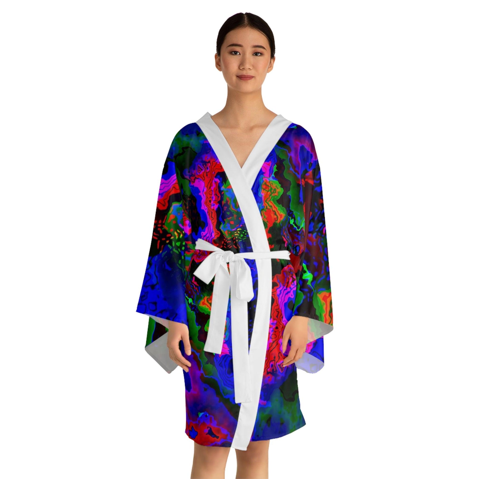 Rainbow in the Darkness Long Sleeve Kimono Robe - Lizard Vigilante