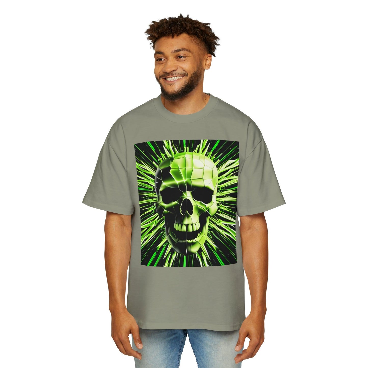 Skull Cracks Men's Heavy Oversized Tee - Lizard Vigilante