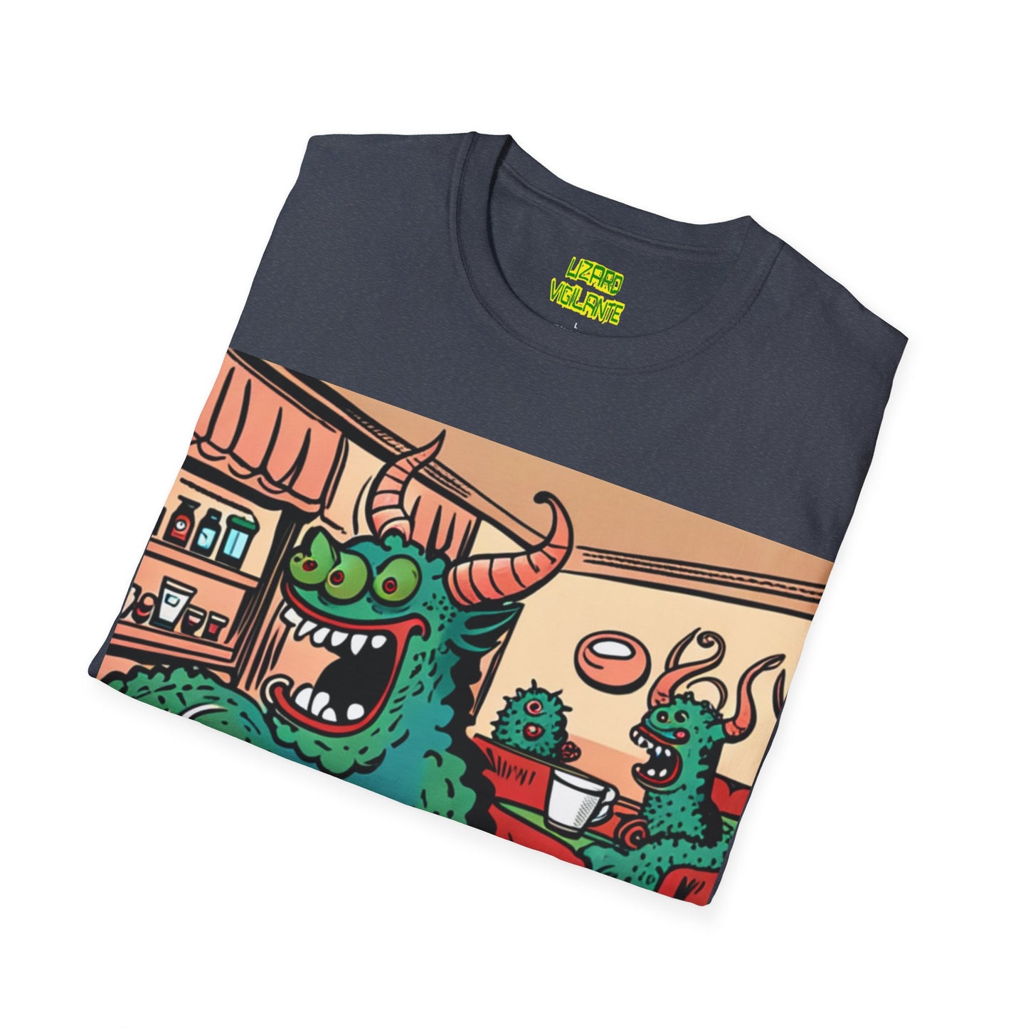 Lizard Vigilante Premium Coffee Monsters Unisex Softstyle T-Shirt - Lizard Vigilante