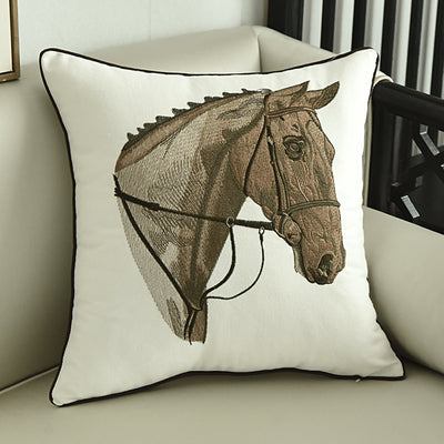 Chinese Style Horse Embroidery Bedside Pillow