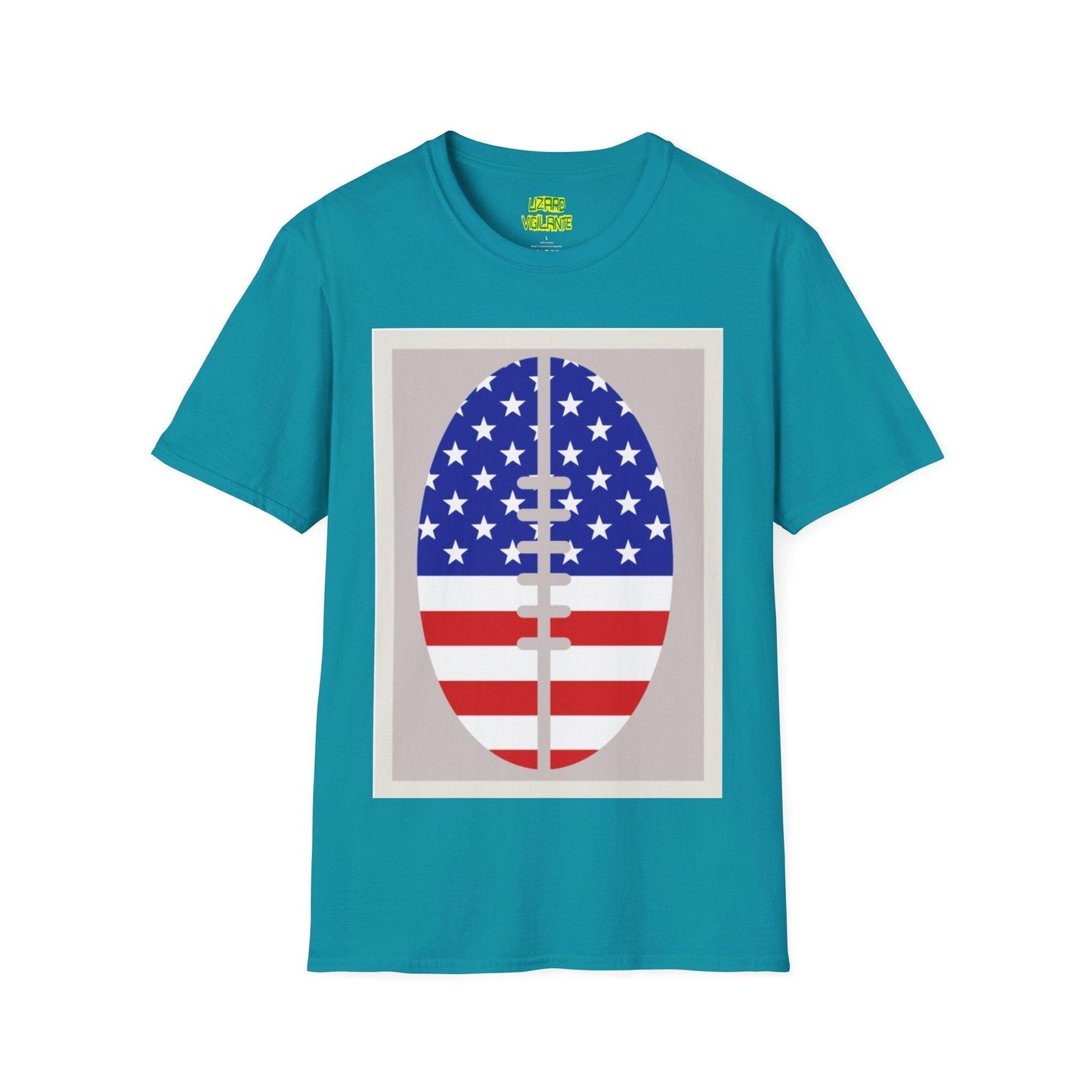 Patriotic American Football Unisex Softstyle T-Shirt - Lizard Vigilante