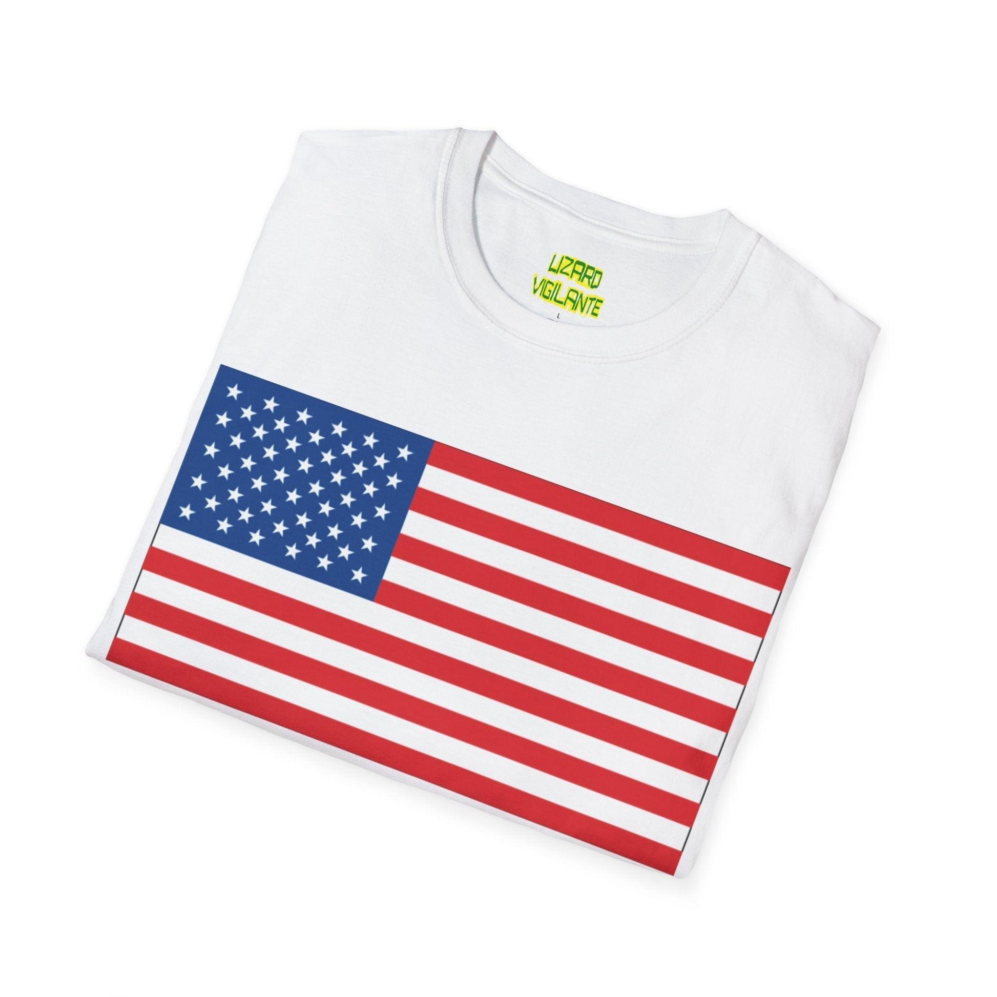 MADE IN USA American Flag Unisex Softstyle Patriotic T-Shirt - Lizard Vigilante