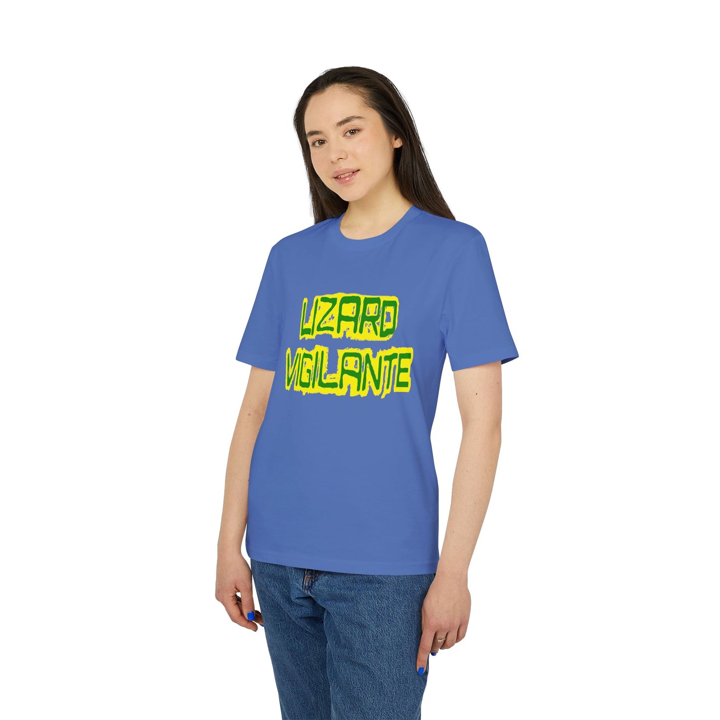 Lizard Vigilante T-Shirt — Retro Neon Graphic Tee for Reptile Fans