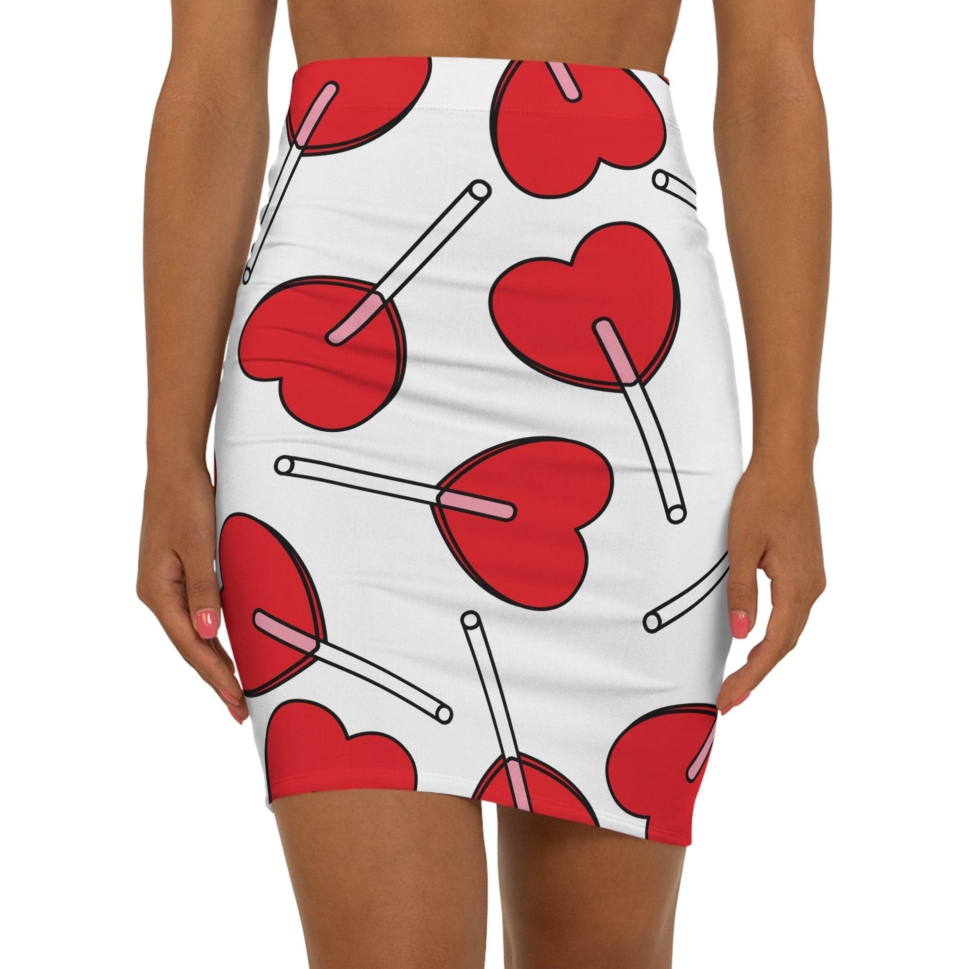 Valentine’s Day Hearts Lollipops Women's Mini Skirt (AOP) - Lizard Vigilante