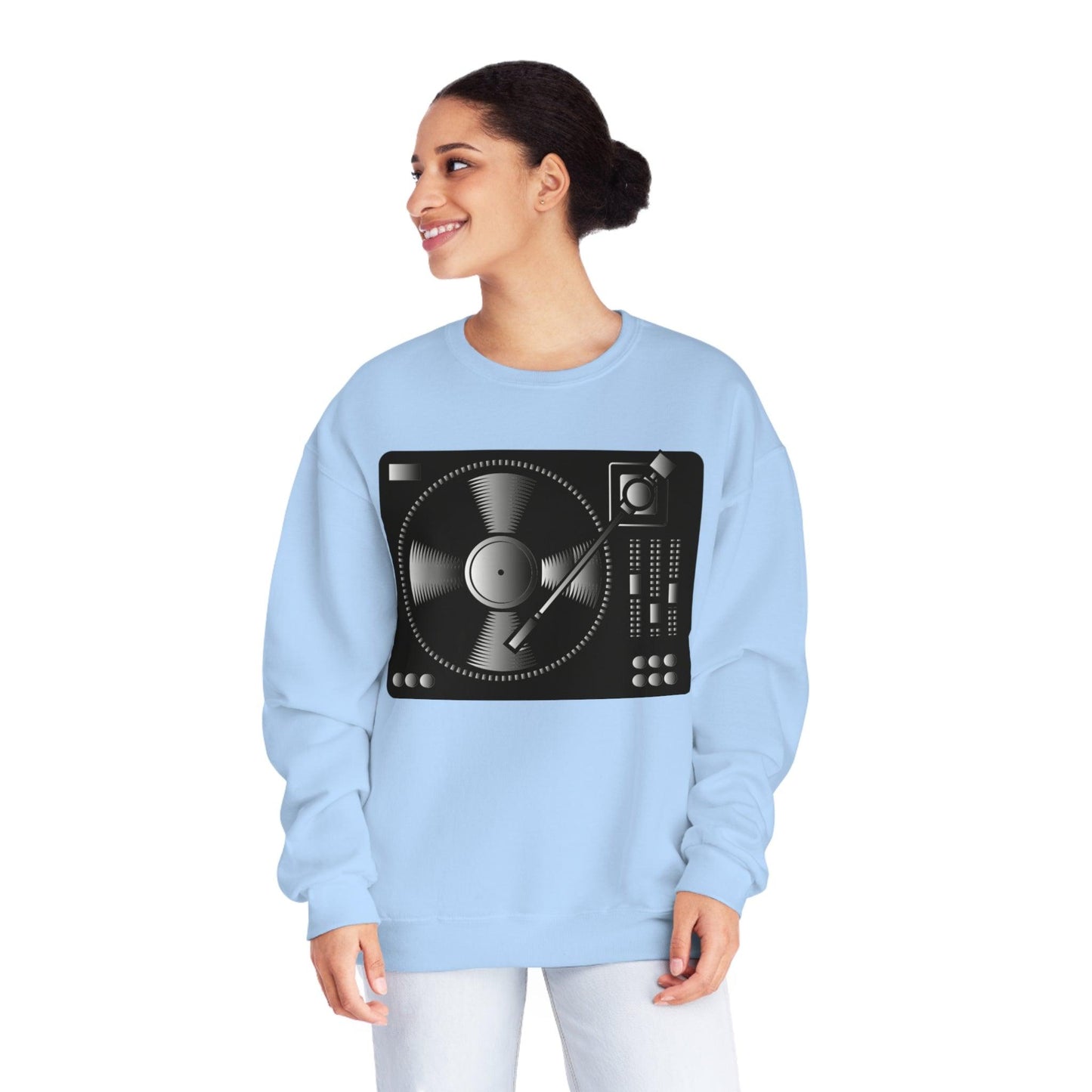 Turntable Record Player Unisex NuBlend® Crewneck DJ Sweatshirt - Lizard Vigilante