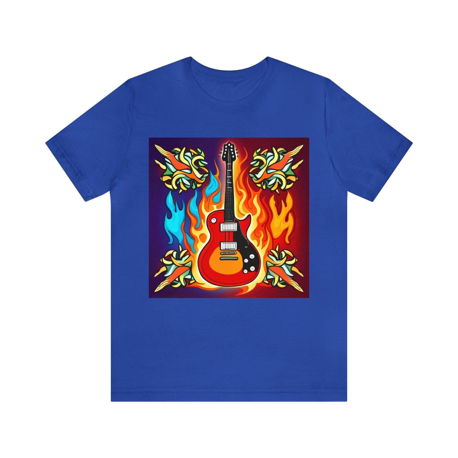 Flaming Axe Unisex Jersey Short Sleeve Tee Shirt Electric Guitar On Fire XS-3X - Lizard Vigilante