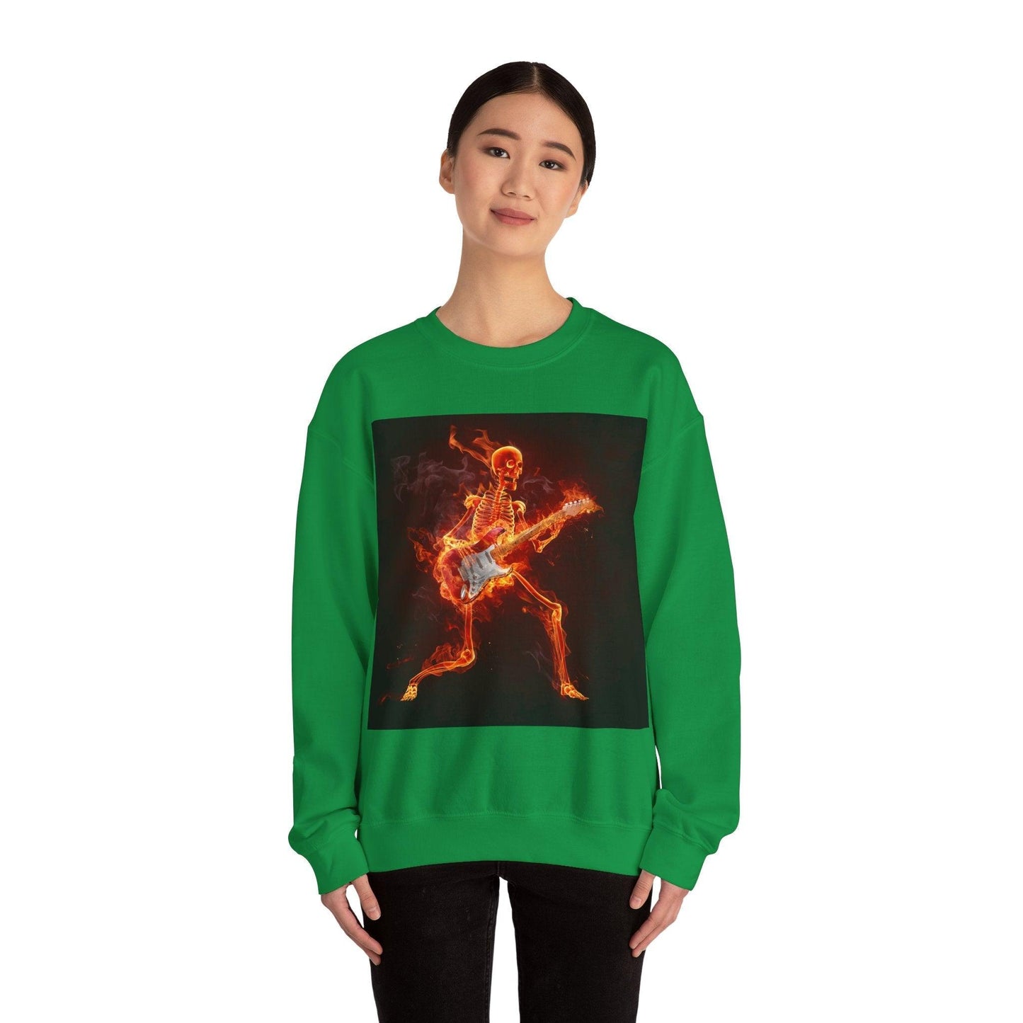 Fiery Guitarist Unisex Heavy Blend™ Crewneck Sweatshirt - Lizard Vigilante