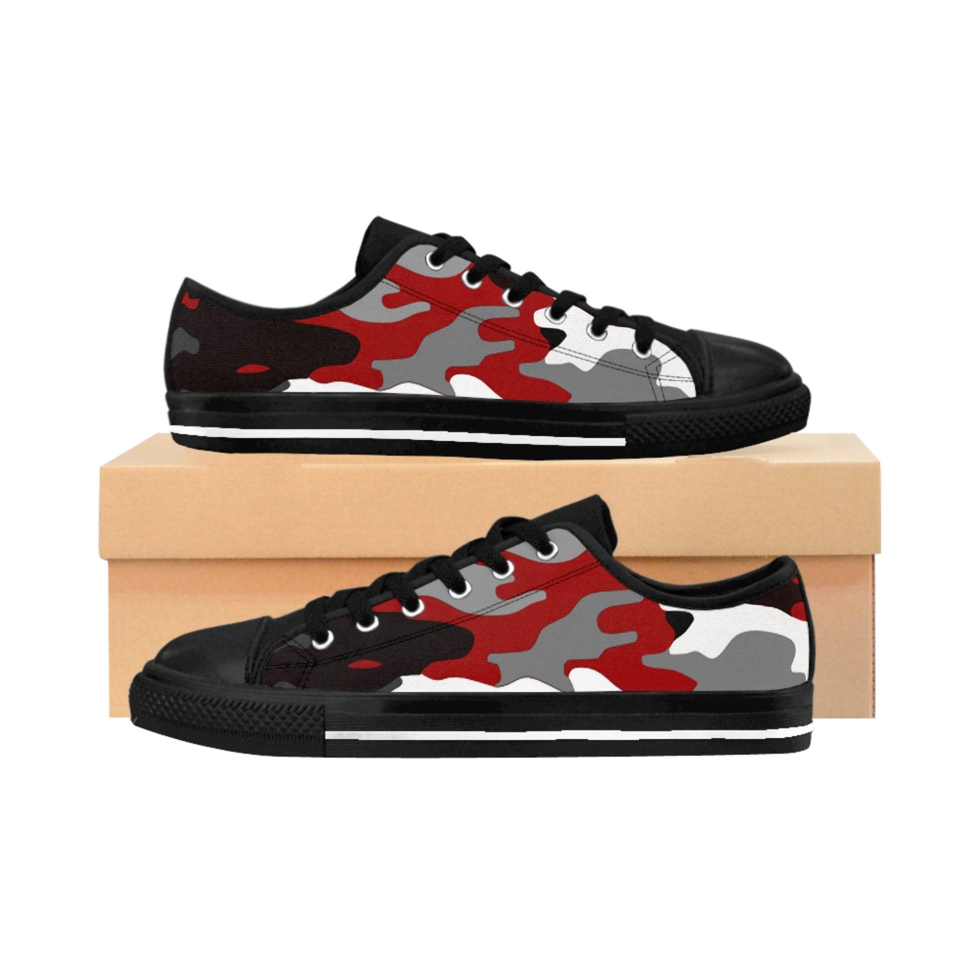 Red Black Grey Camouflage Men's Sneakers - Lizard Vigilante