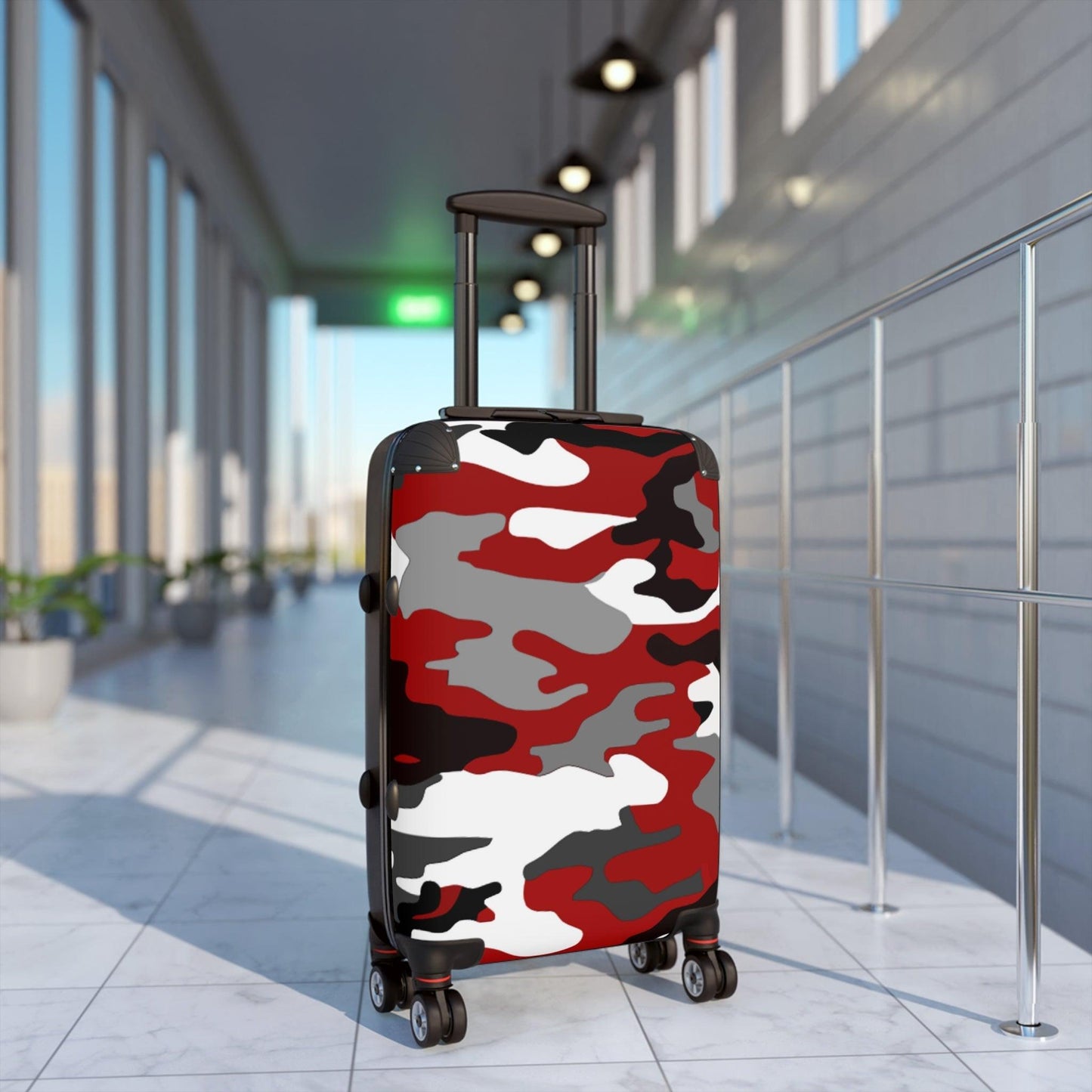 Red Black Grey White Camouflage Suitcase - Lizard Vigilante