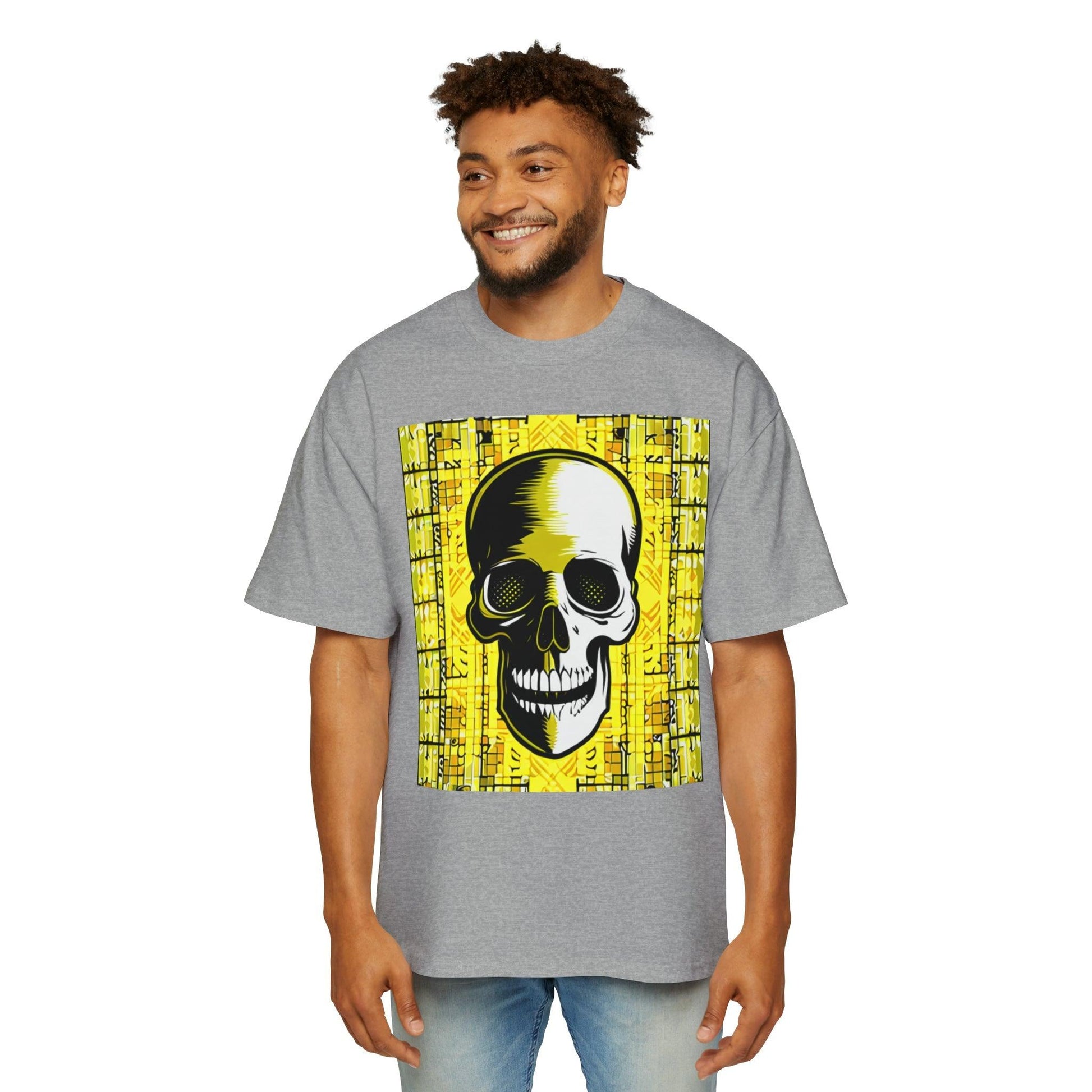 Goldgrid Skull Men's Heavy Oversized Tee - Lizard Vigilante