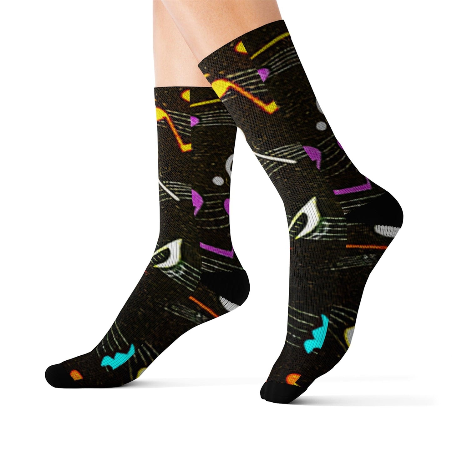 Musical Notes Sublimation Socks - Lizard Vigilante