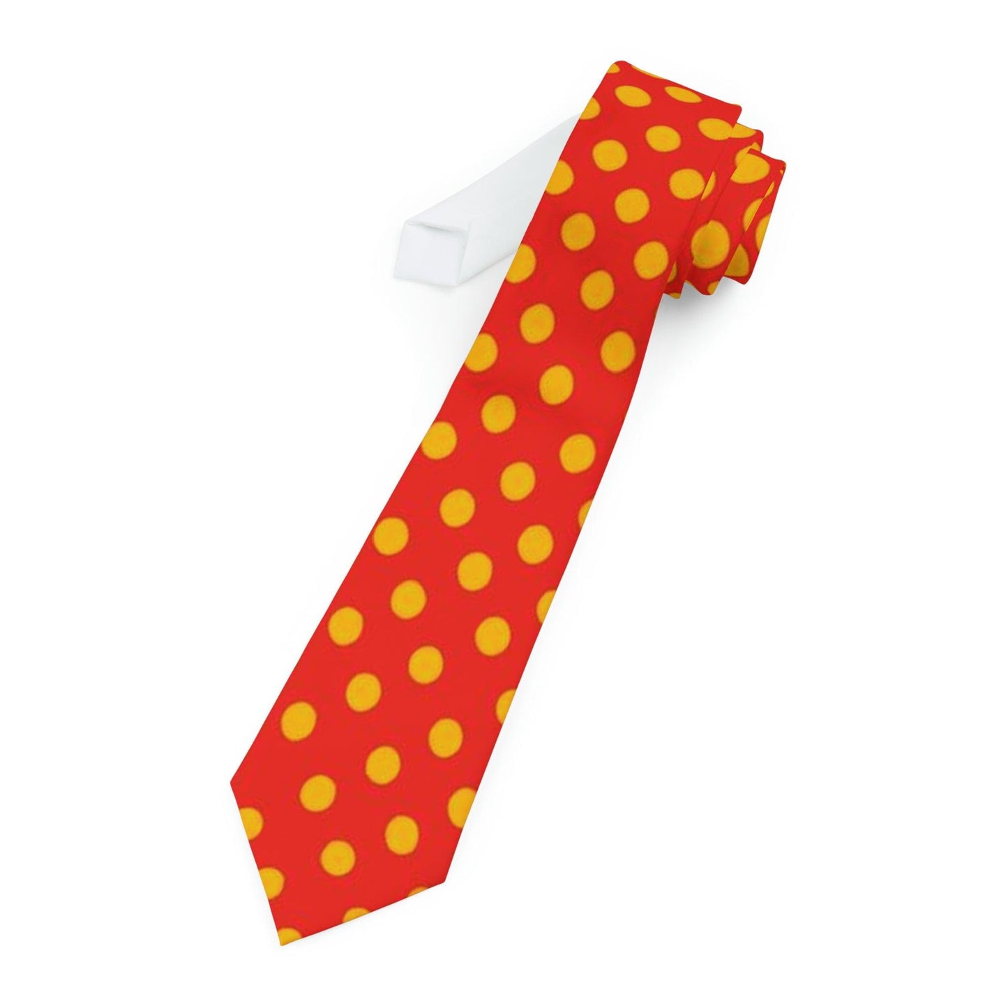 Orange with Yellow Polka Dots Necktie - Lizard Vigilante