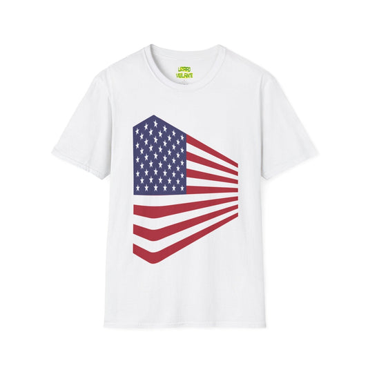 American Flag Rectangle Block Unisex Softstyle T-Shirt - Lizard Vigilante