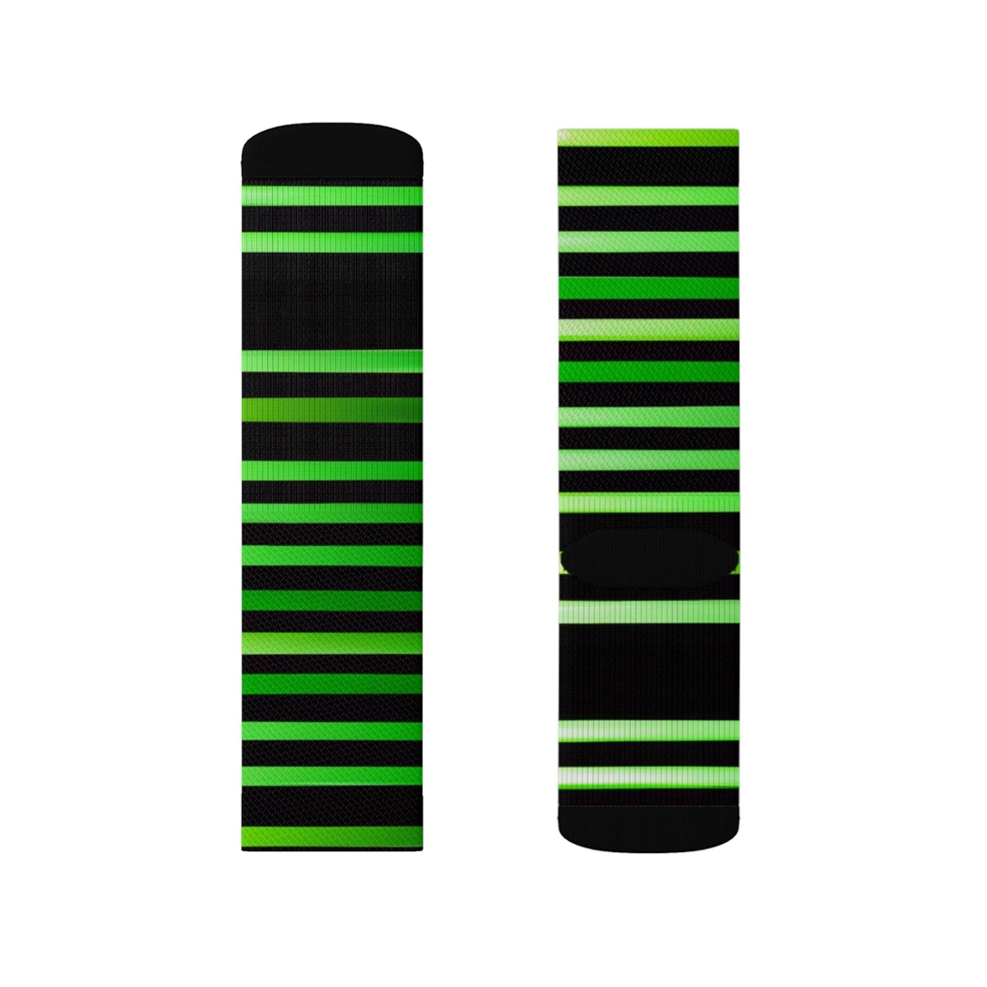 Green Black Lines Sublimation Socks - Lizard Vigilante