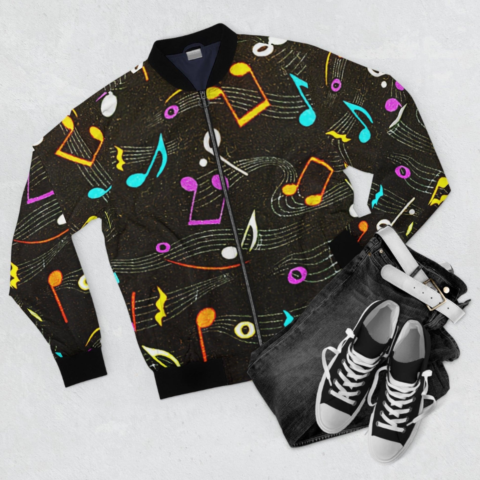 Musical Notes Men's Bomber Jacket - Lizard Vigilante