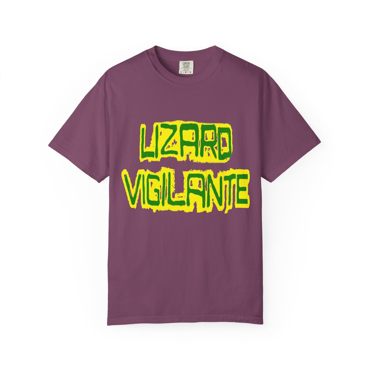 Lizard Vigilante Graphic T-Shirt — Bold Green & Yellow Streetwear Tee