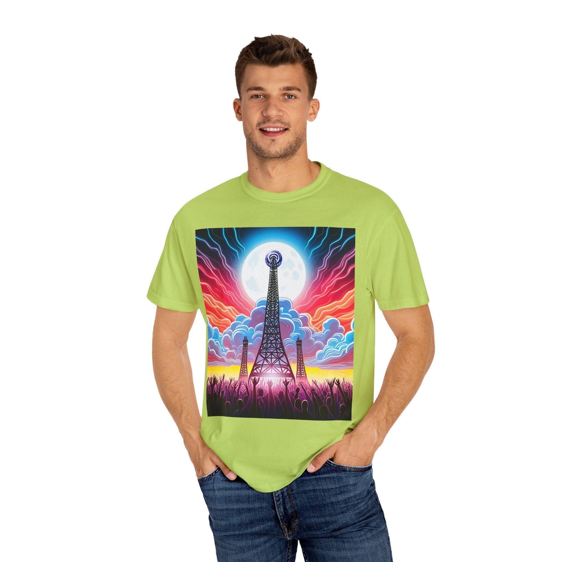 Eiffel CellTower Unisex Garment-Dyed T-shirt - Lizard Vigilante