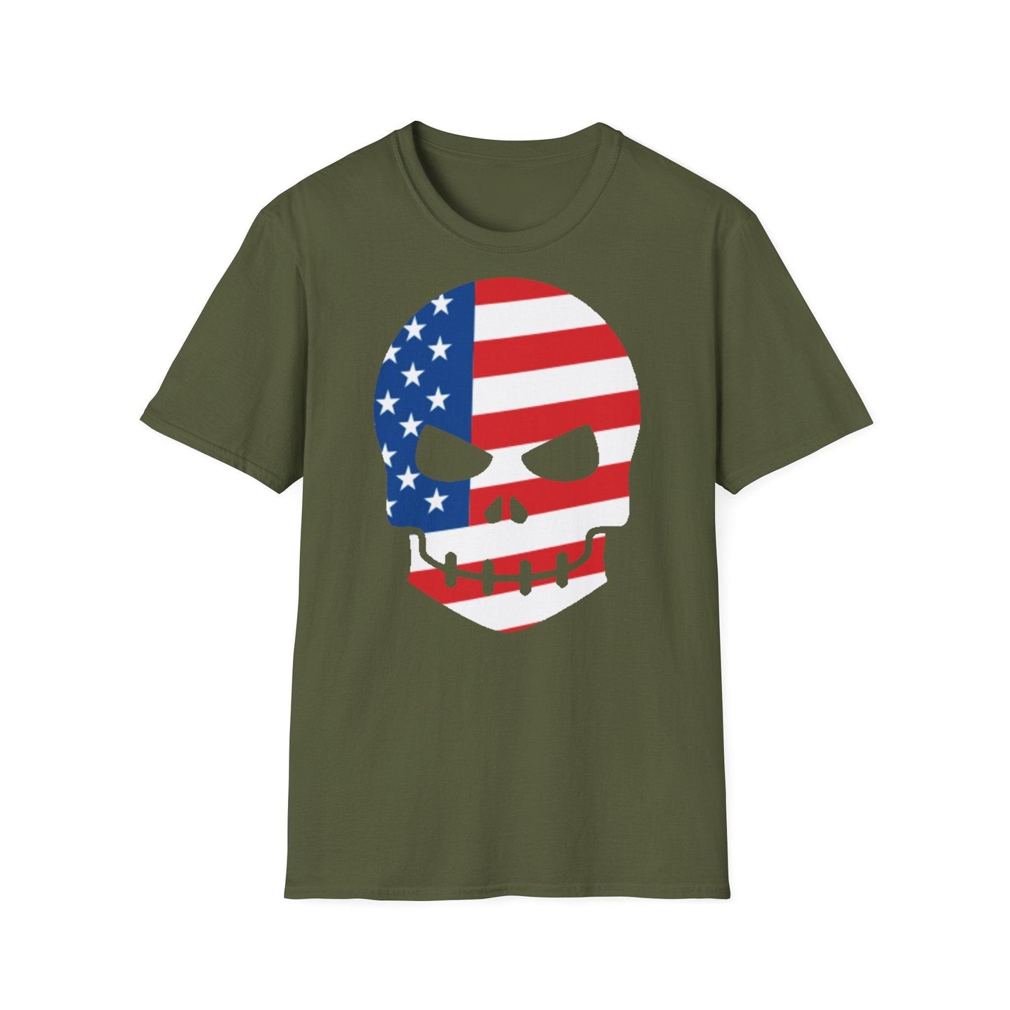 Skull American Flag Graphic Unisex Softstyle T-Shirt - Lizard Vigilante