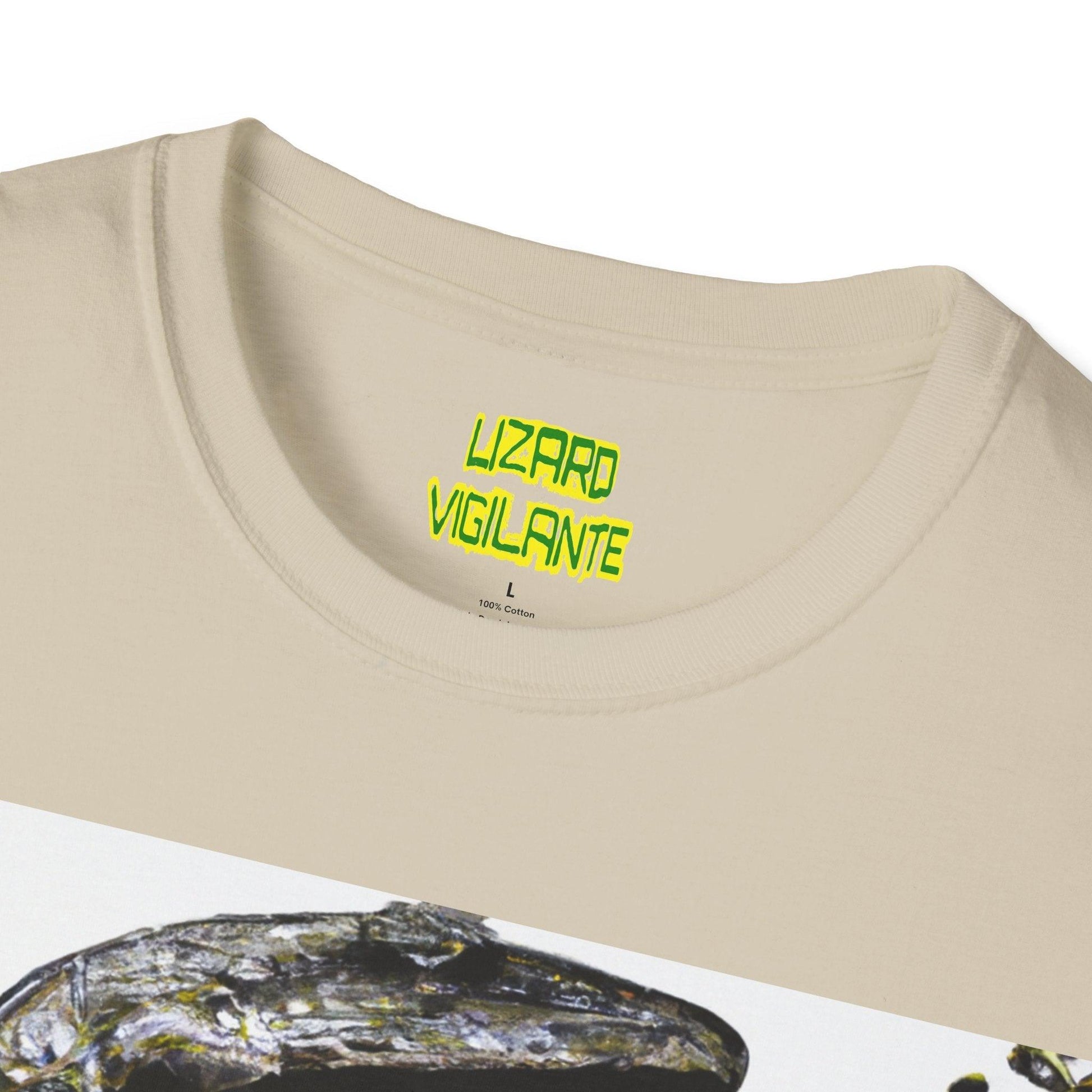 Lizard Vigilante Over Revolver Unisex Softstyle T-Shirt - Lizard Vigilante