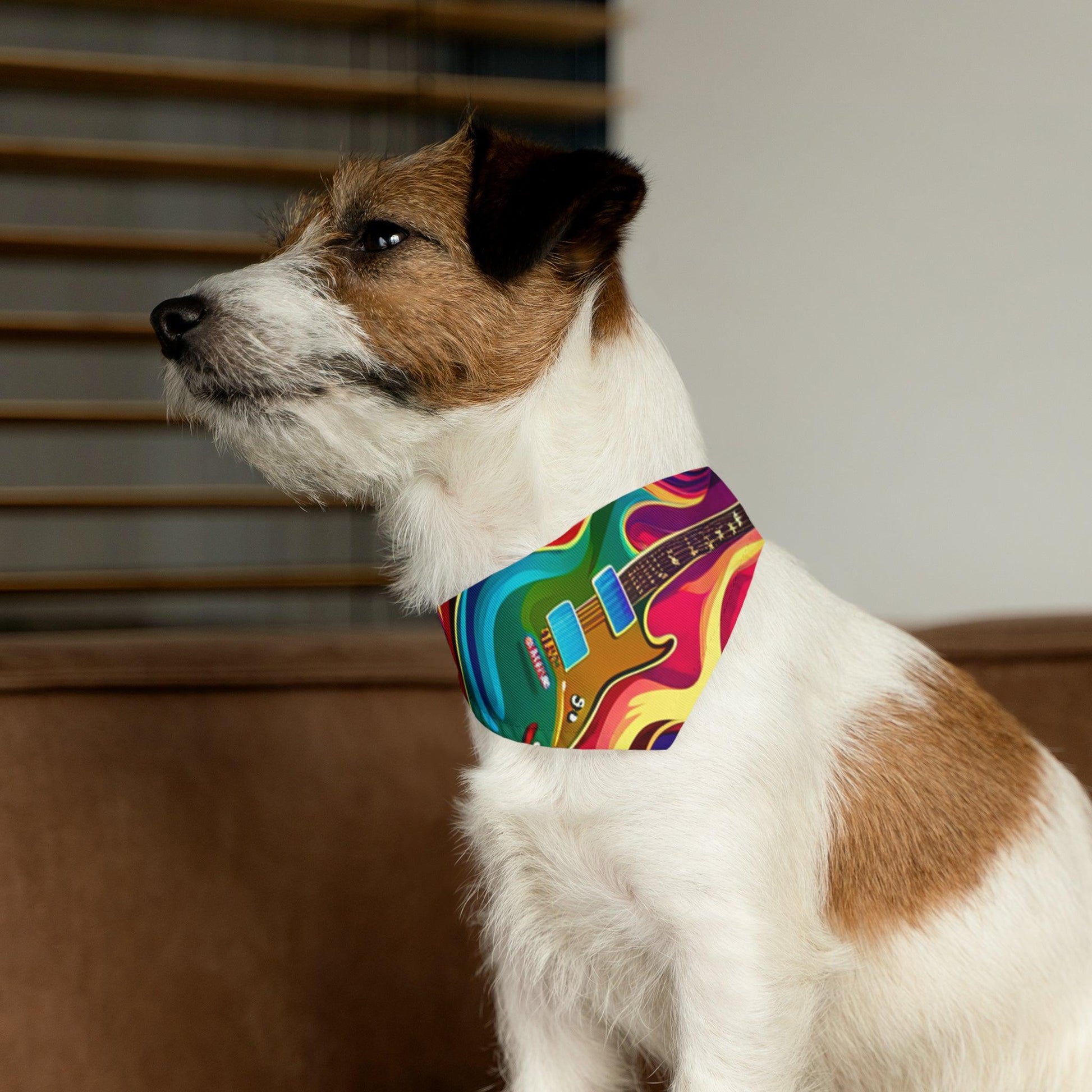 Psychedelic Electric Guitar Pet Bandana Collar - Lizard Vigilante