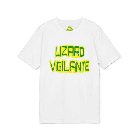 Lizard Vigilante T-Shirt — Retro Neon Graphic Tee for Reptile Fans