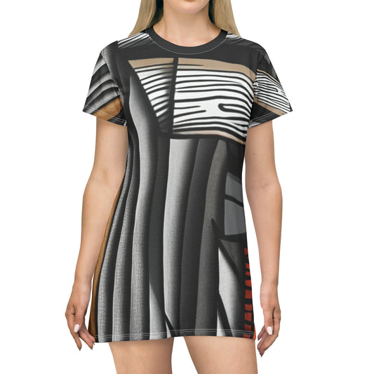 Graphic Disaster T-Shirt Dress (AOP) - Lizard Vigilante