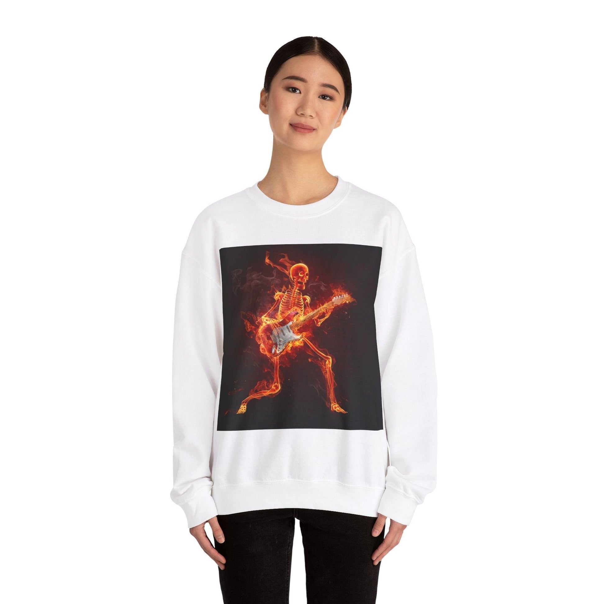 Fiery Guitarist Unisex Heavy Blend™ Crewneck Sweatshirt - Lizard Vigilante