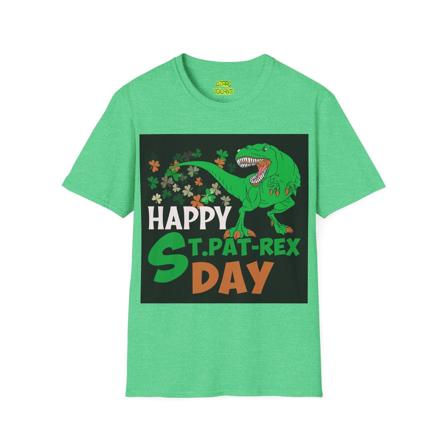 Happy St. Pat-Rex Day T-Rex Dinosaur Unisex Softstyle T-Shirt - Lizard Vigilante