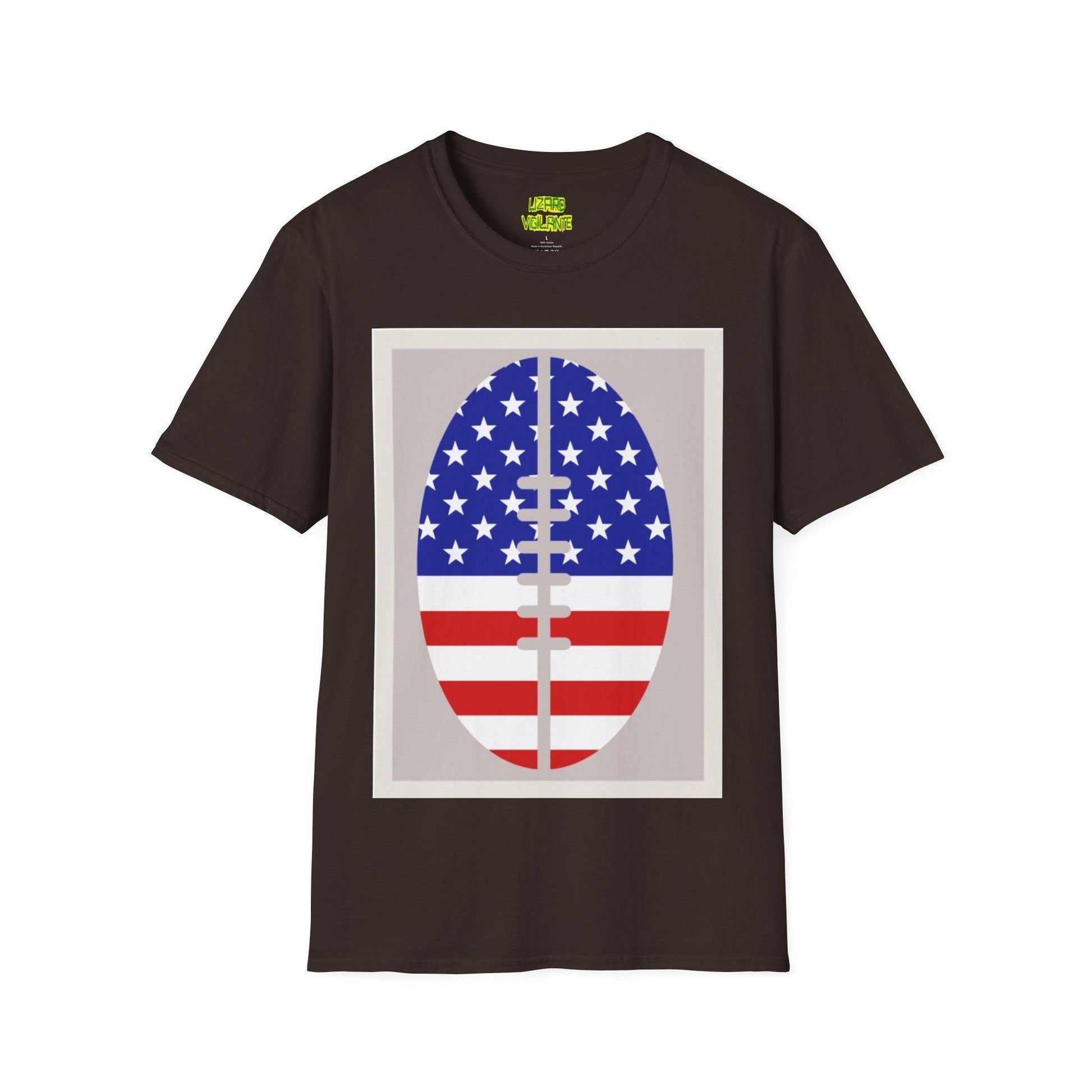 Patriotic American Football Unisex Softstyle T-Shirt - Lizard Vigilante