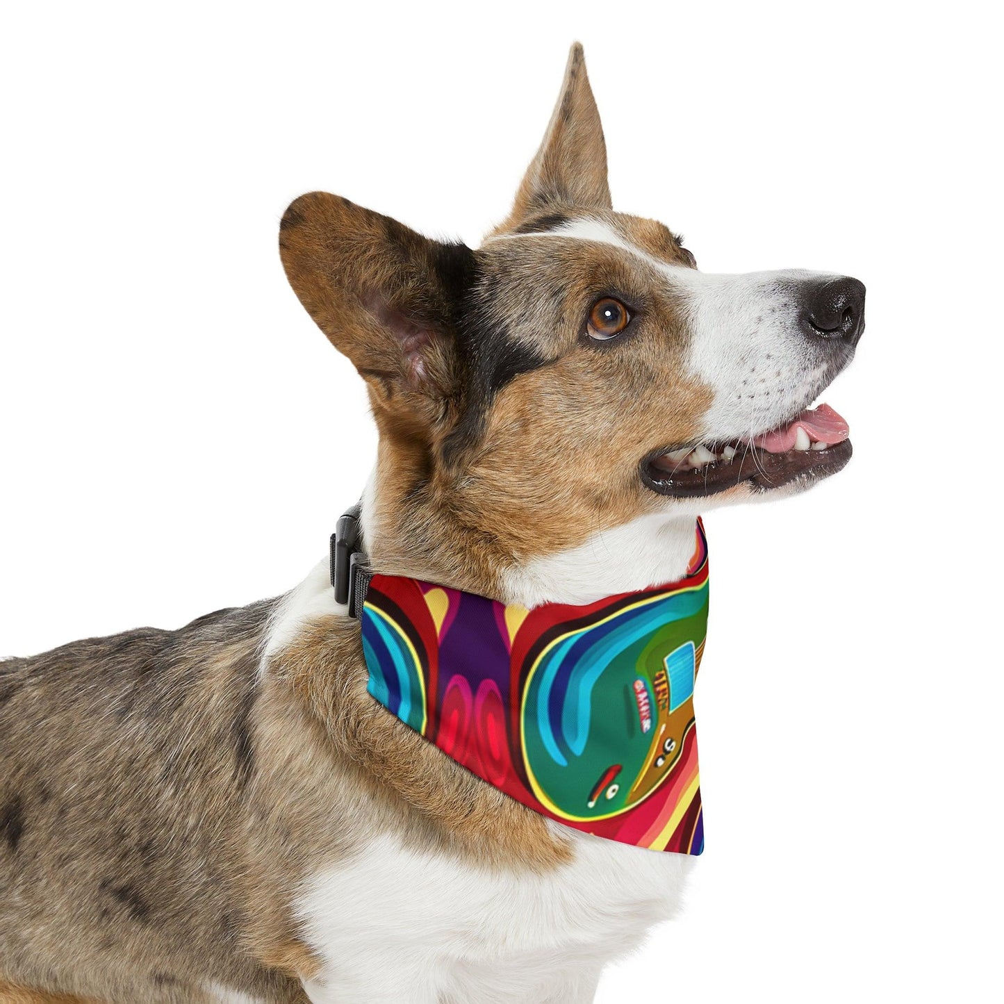 Psychedelic Electric Guitar Pet Bandana Collar - Lizard Vigilante