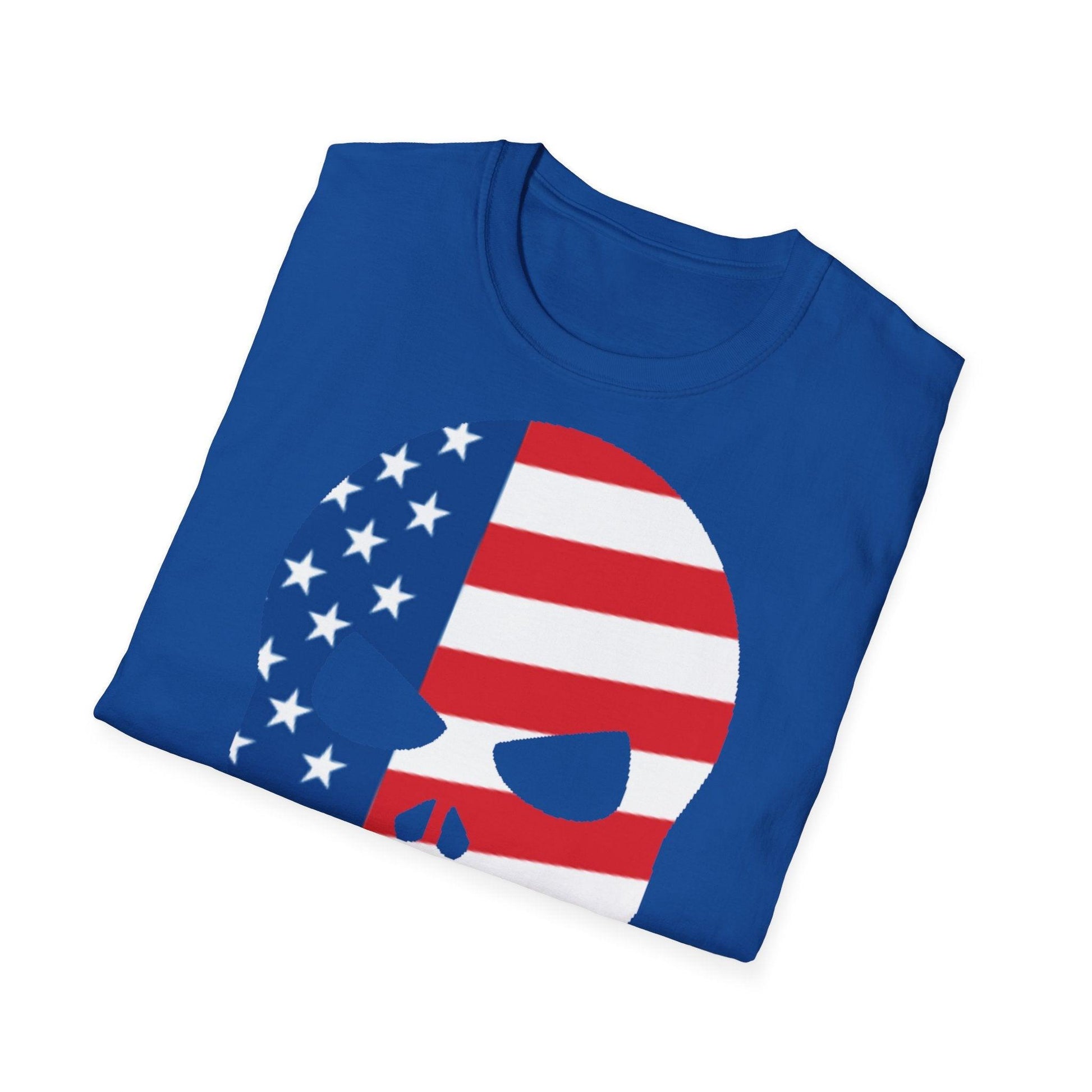 Skull American Flag Graphic Unisex Softstyle T-Shirt - Lizard Vigilante