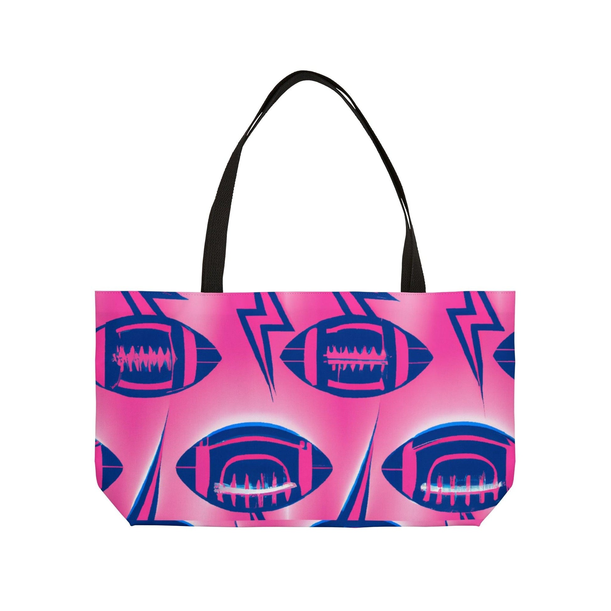 Pink Lightning American Football Weekender Tote Bag - Lizard Vigilante