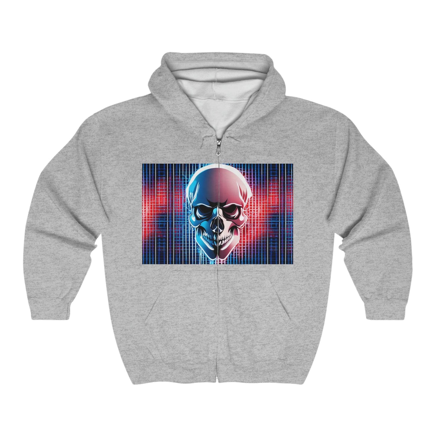 Grid Skull Unisex Heavy Blend™ Full Zip Hooded Sweatshirt - Lizard Vigilante