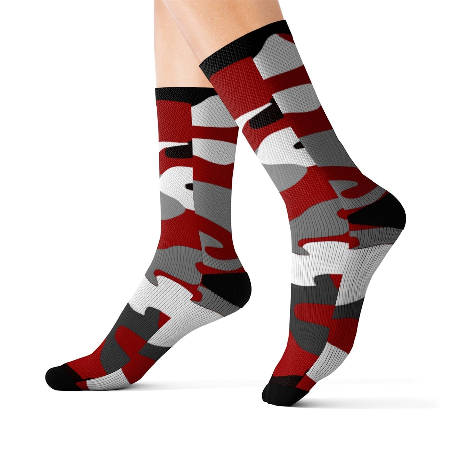 Red Black Grey White Sublimation Socks - Lizard Vigilante