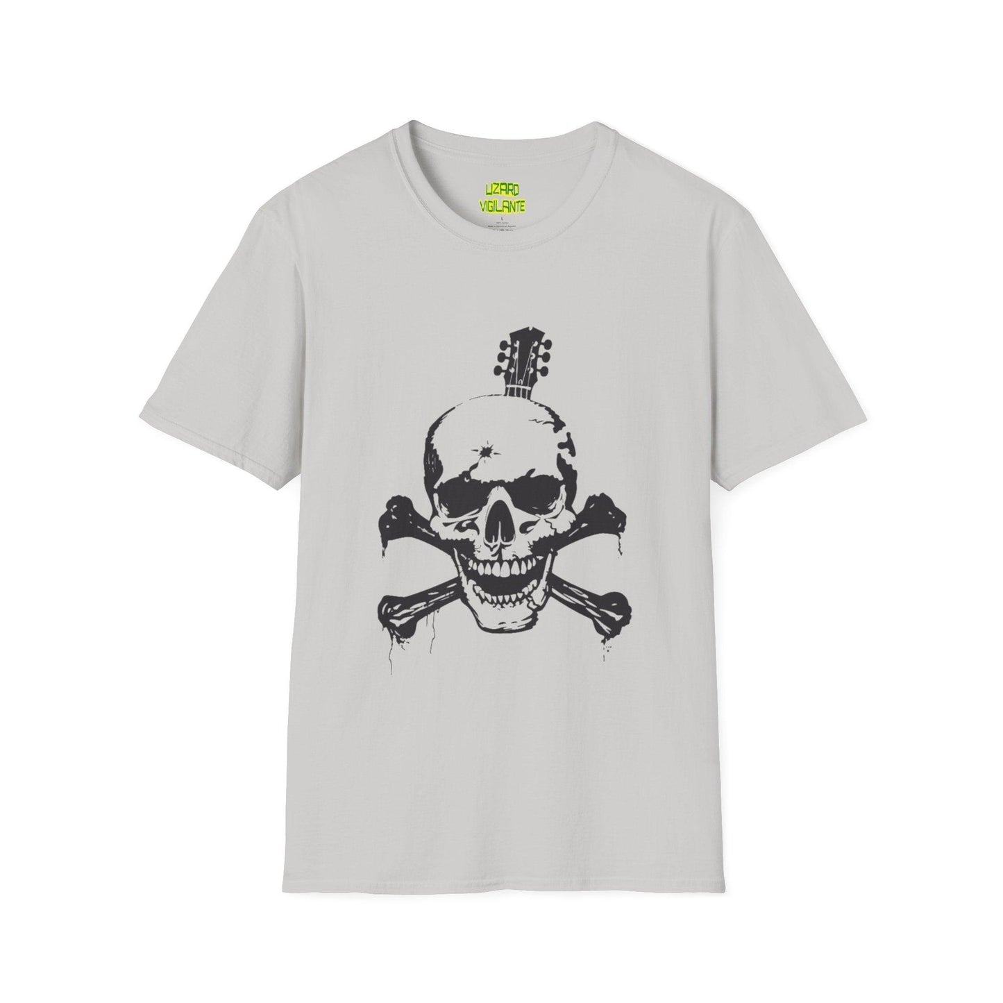 Guitar Skull Cross Bones Unisex Softstyle T-Shirt - Premium T-Shirt from Printify - Just $26.38! Shop now at Lizard Vigilante