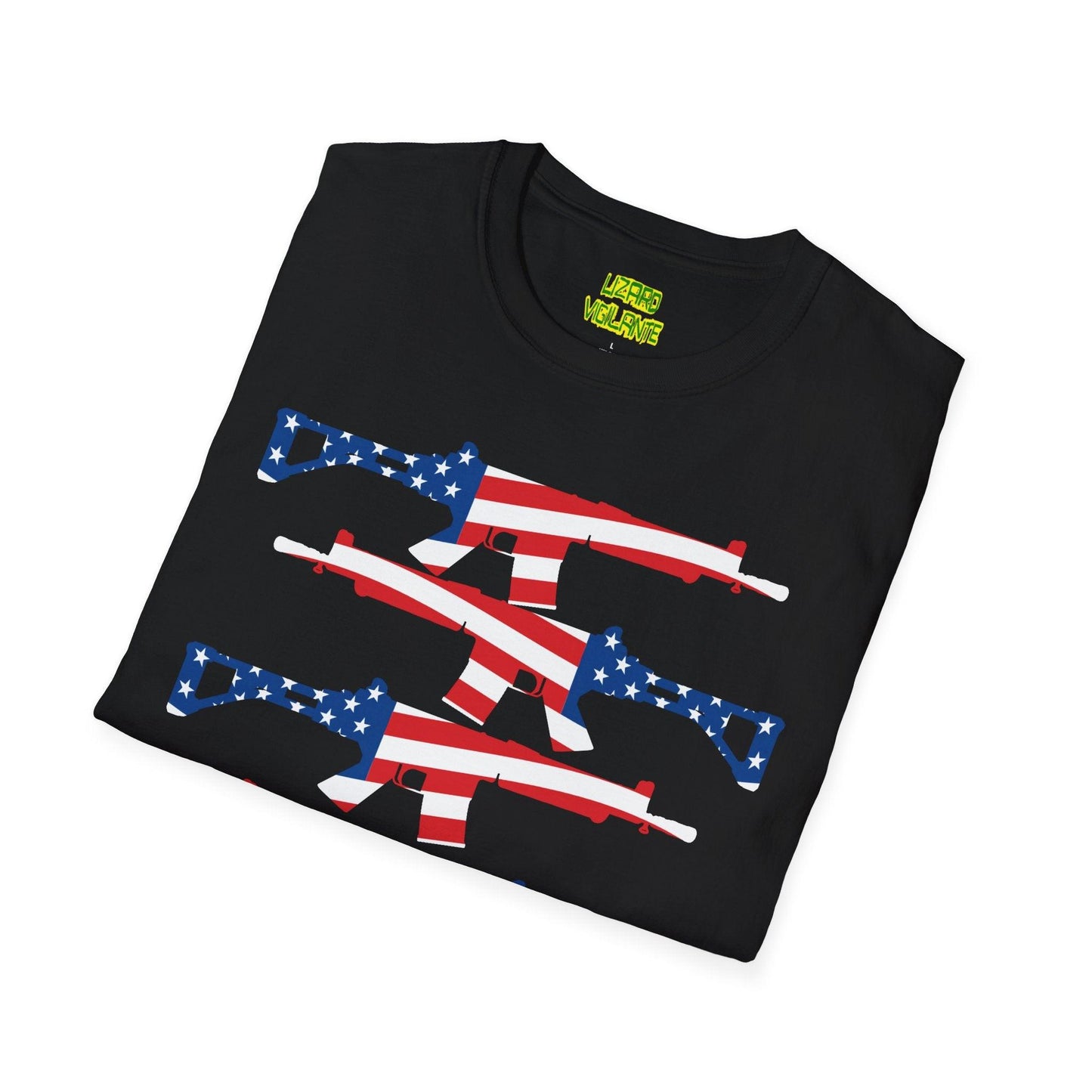 American Flag Guns Unisex Softstyle T-Shirt - Lizard Vigilante