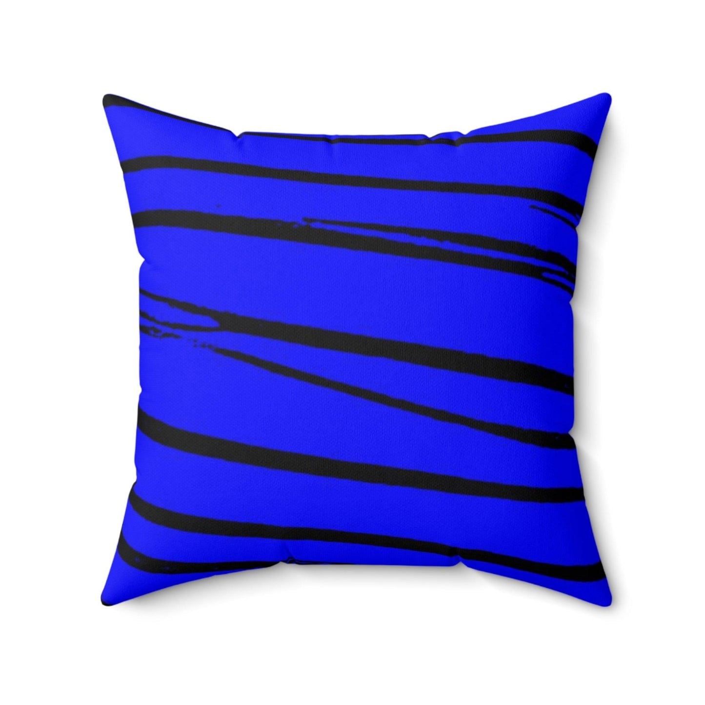 Black & Blue Strips Spun Polyester Square Pillow - Lizard Vigilante