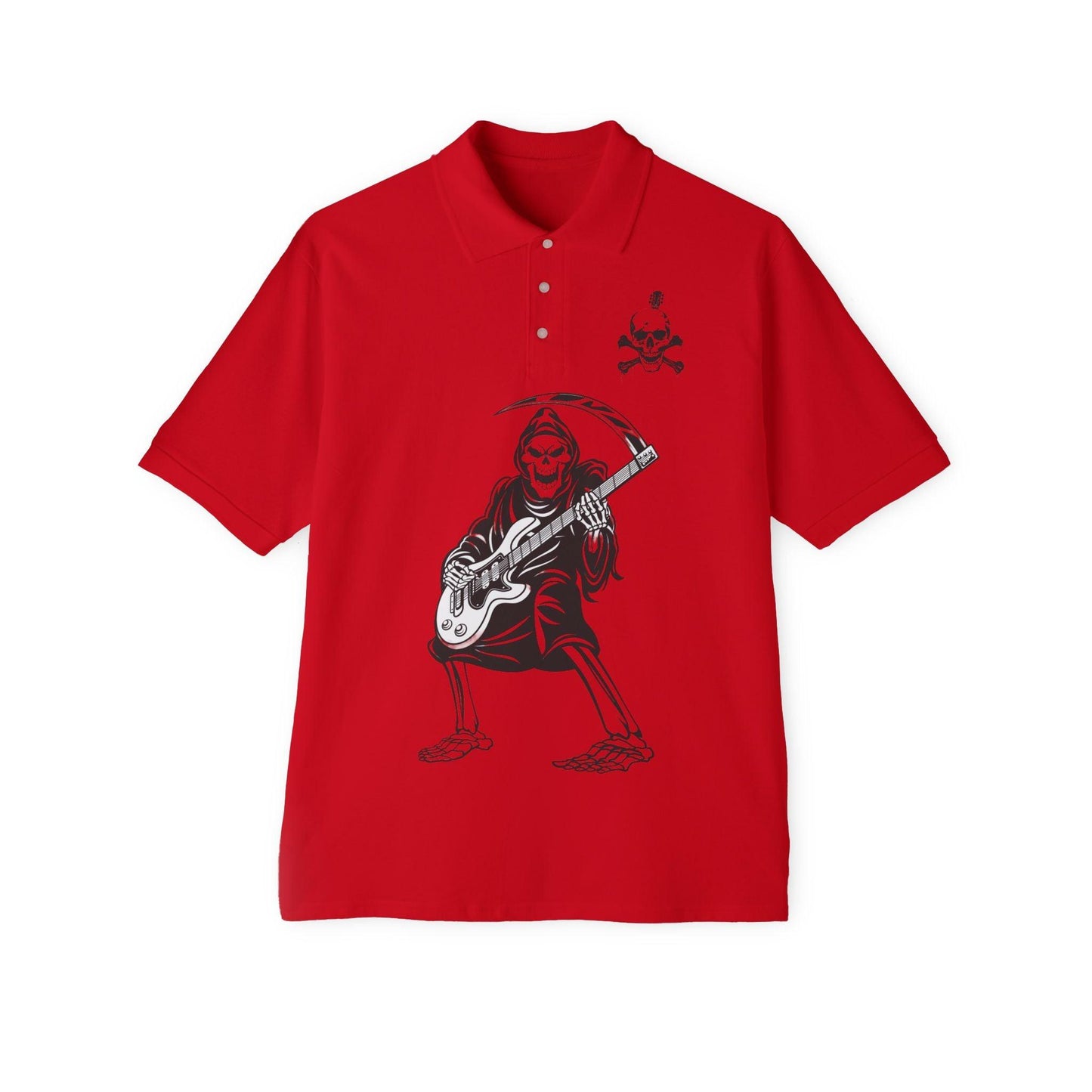 Skeleton Skull Guitars Men's Piqué Polo - Premium T-Shirt from Printify - Just $52.72! Shop now at Lizard Vigilante