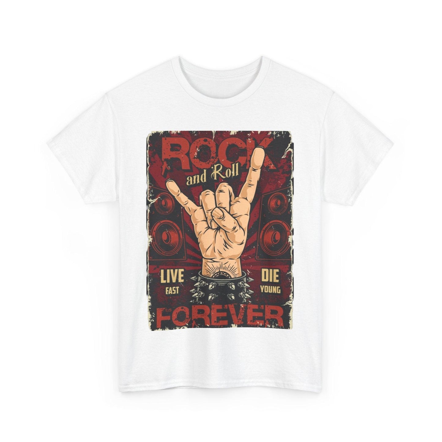 Rock and Roll Forever Hand Sign Unisex Heavy Cotton Tee - Lizard Vigilante