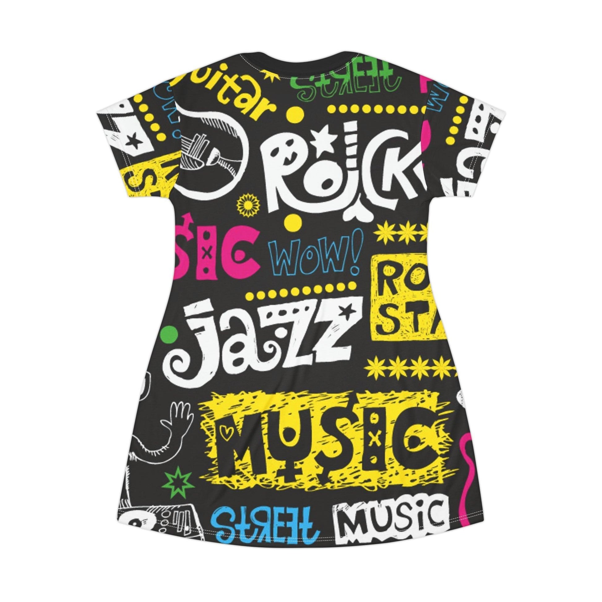 Music Graphic T-Shirt Dress - Lizard Vigilante