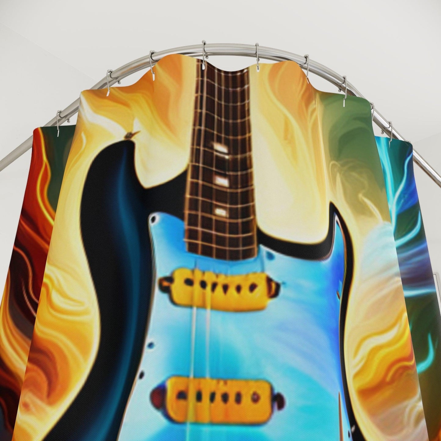 Electric Guitart Polyester Shower Curtain - Lizard Vigilante