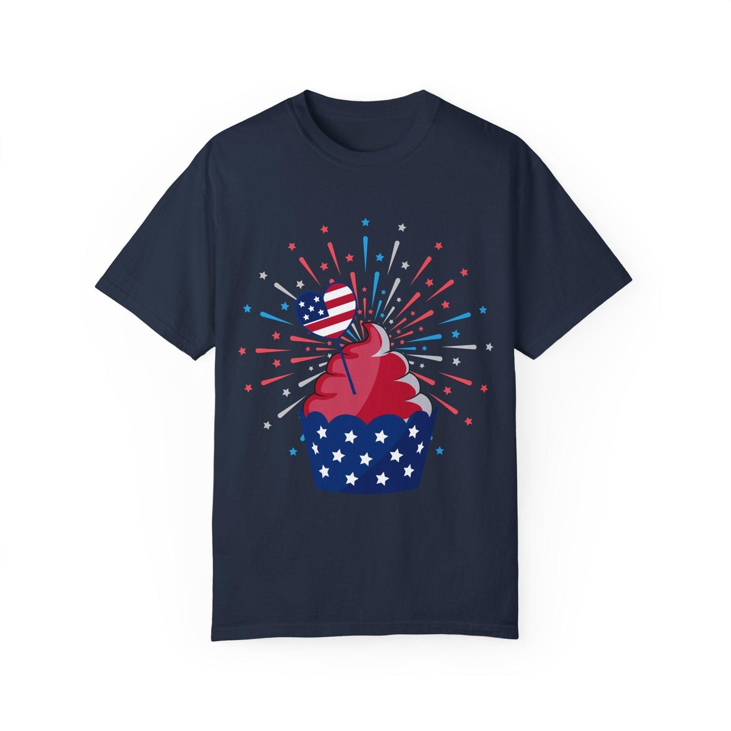 July 4th Cupcake Unisex Garment-Dyed T-shirt - Lizard Vigilante