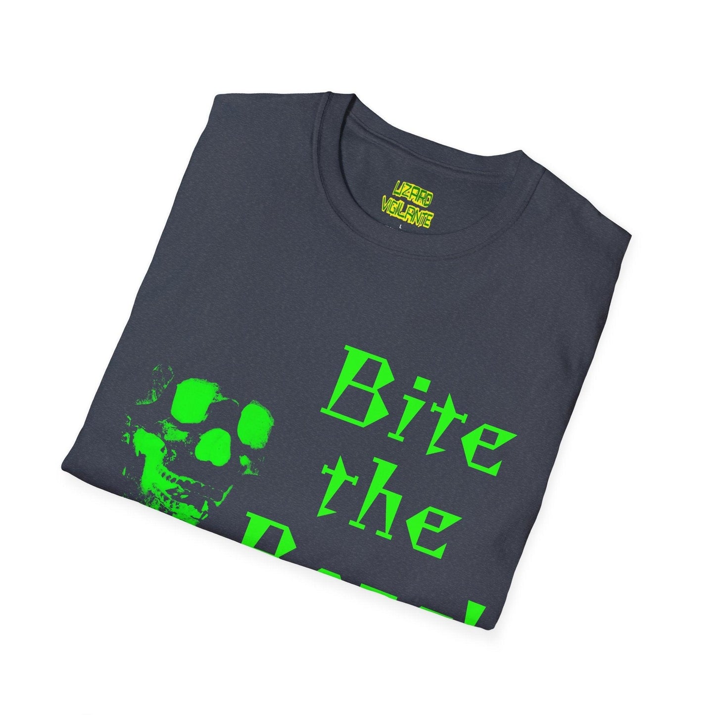 Bite the Bone! Skeleton Unisex Softstyle T-Shirt - Lizard Vigilante