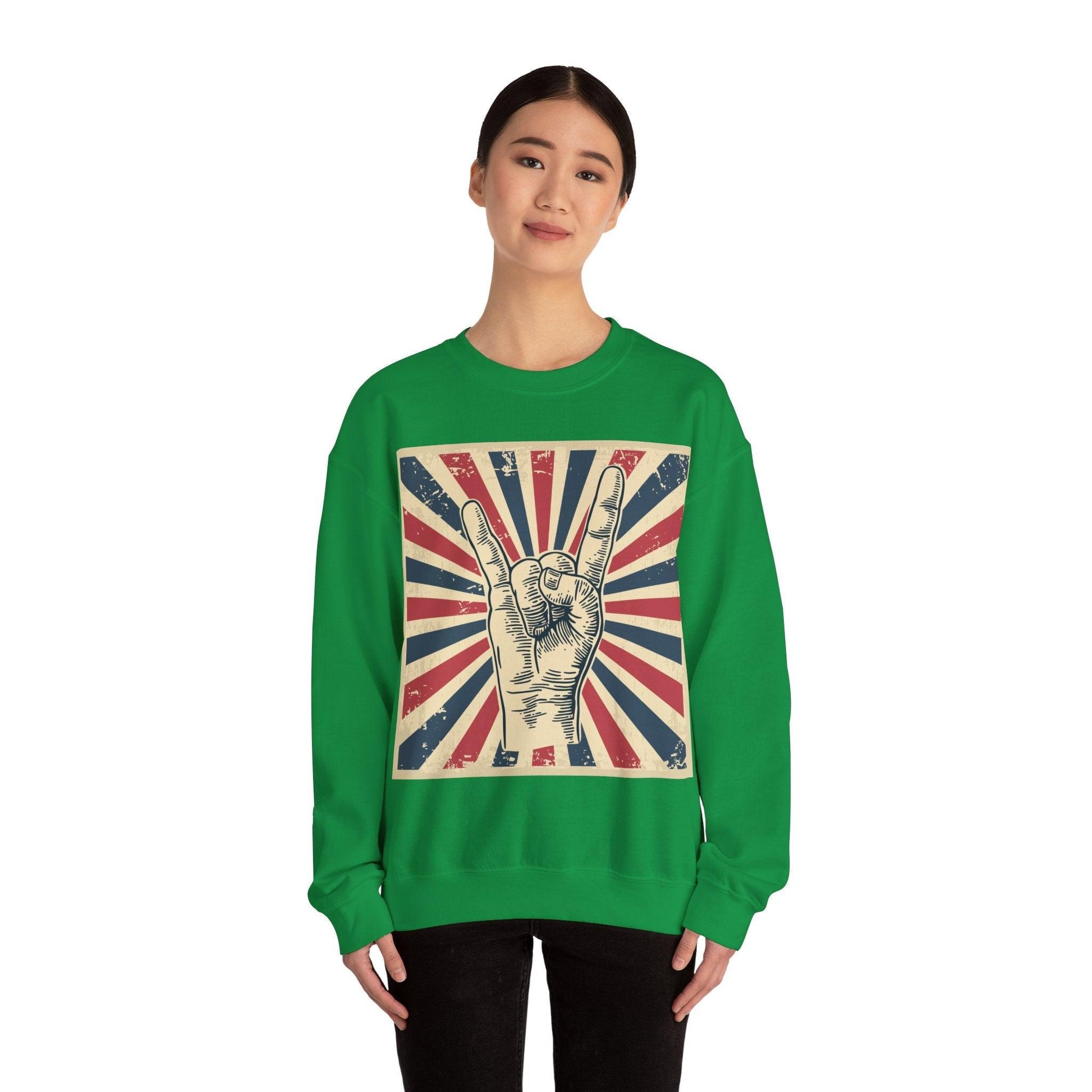 Patriotic Rock On Unisex Heavy Blend™ Crewneck Sweatshirt - Lizard Vigilante