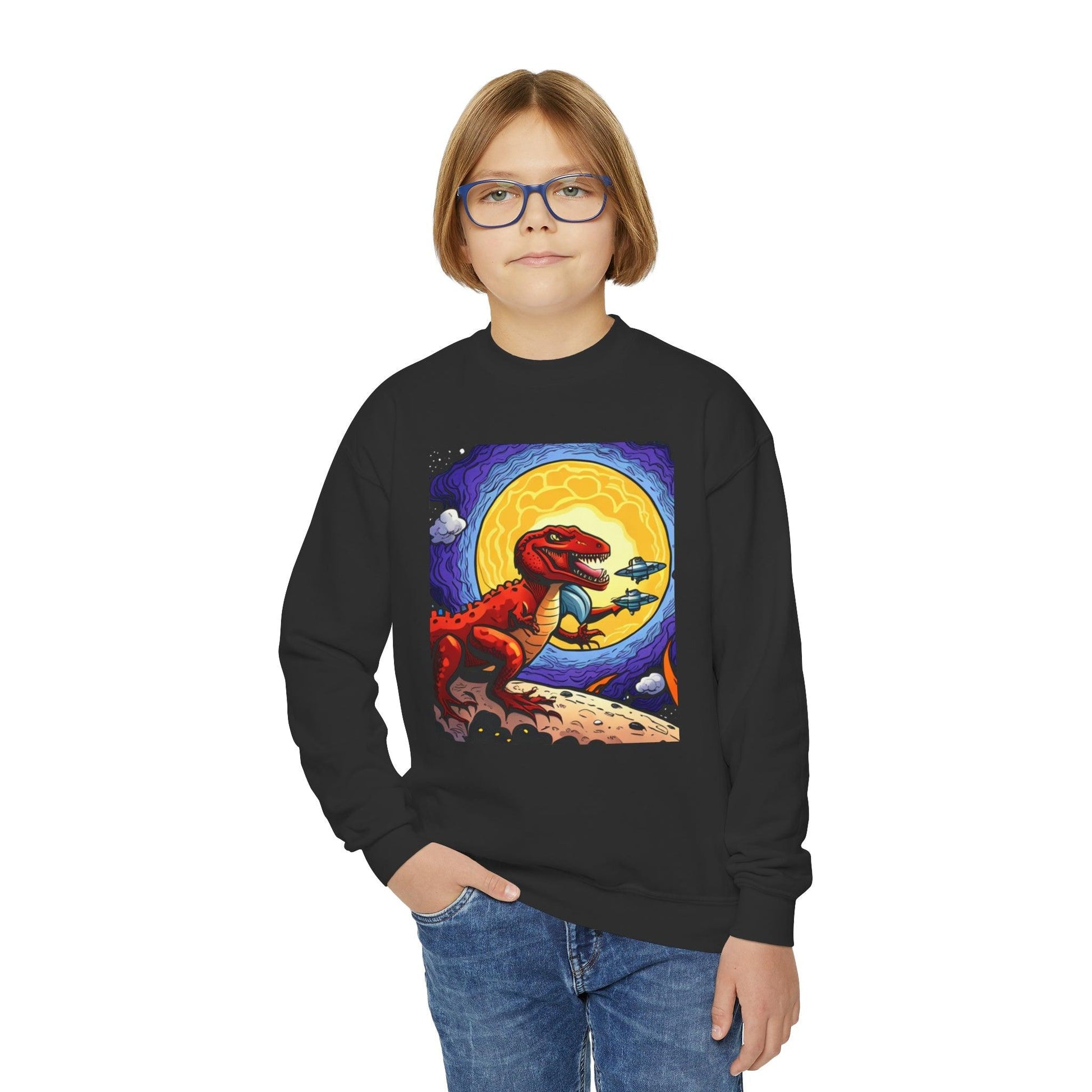 Space Rex Youth Crewneck Sweatshirt - Lizard Vigilante