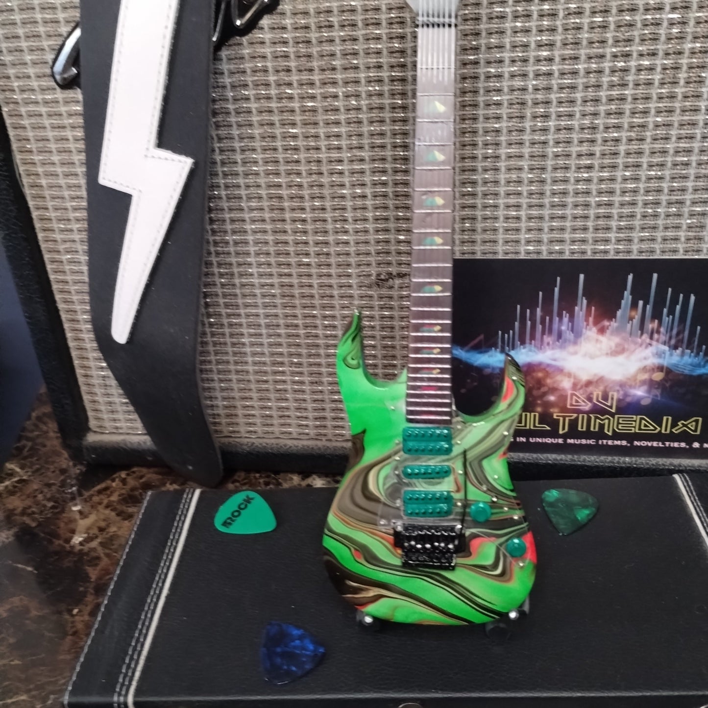 STEVE VAI Signature Universe Swirl 7 String 1:4 Scale Replica Guitar ~Axe Heaven