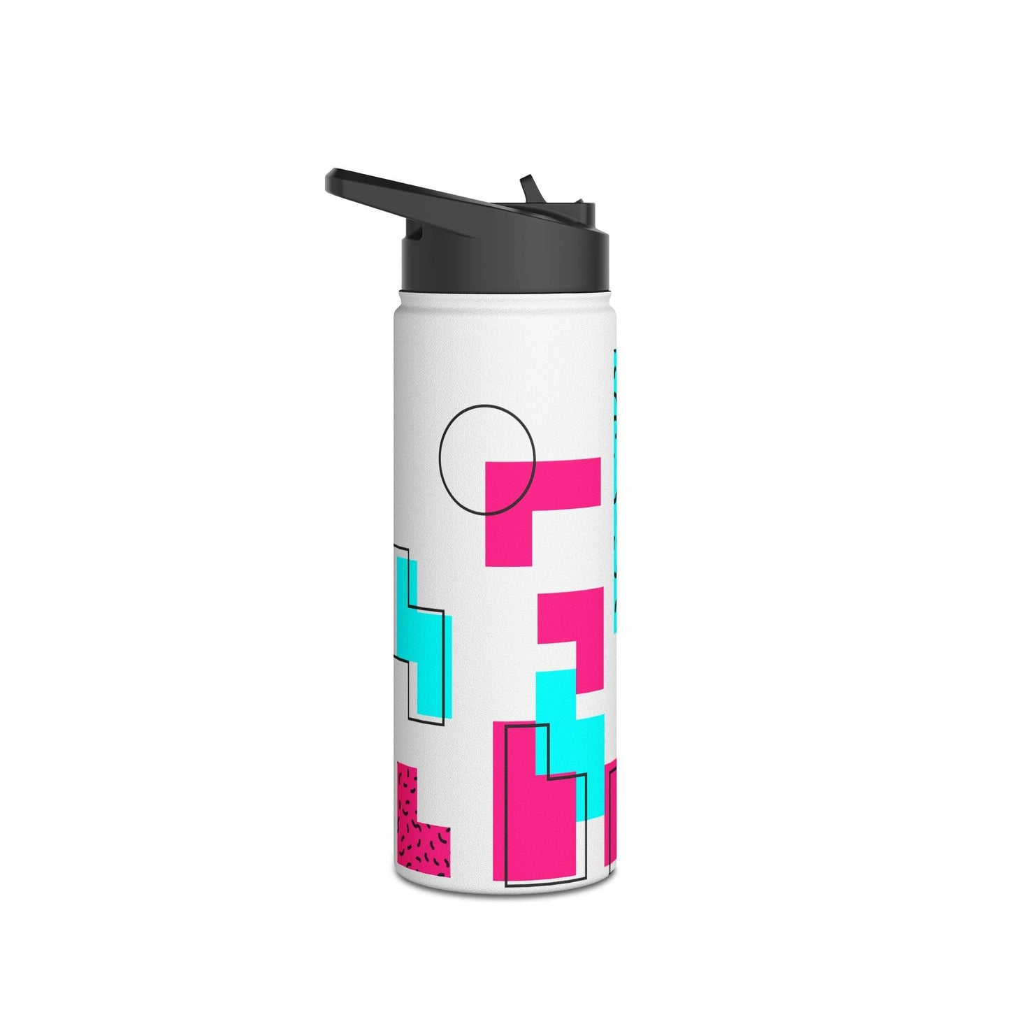 80s Geometric Stainless Steel Water Bottle, Standard Lid, 3 Sizes - Lizard Vigilante