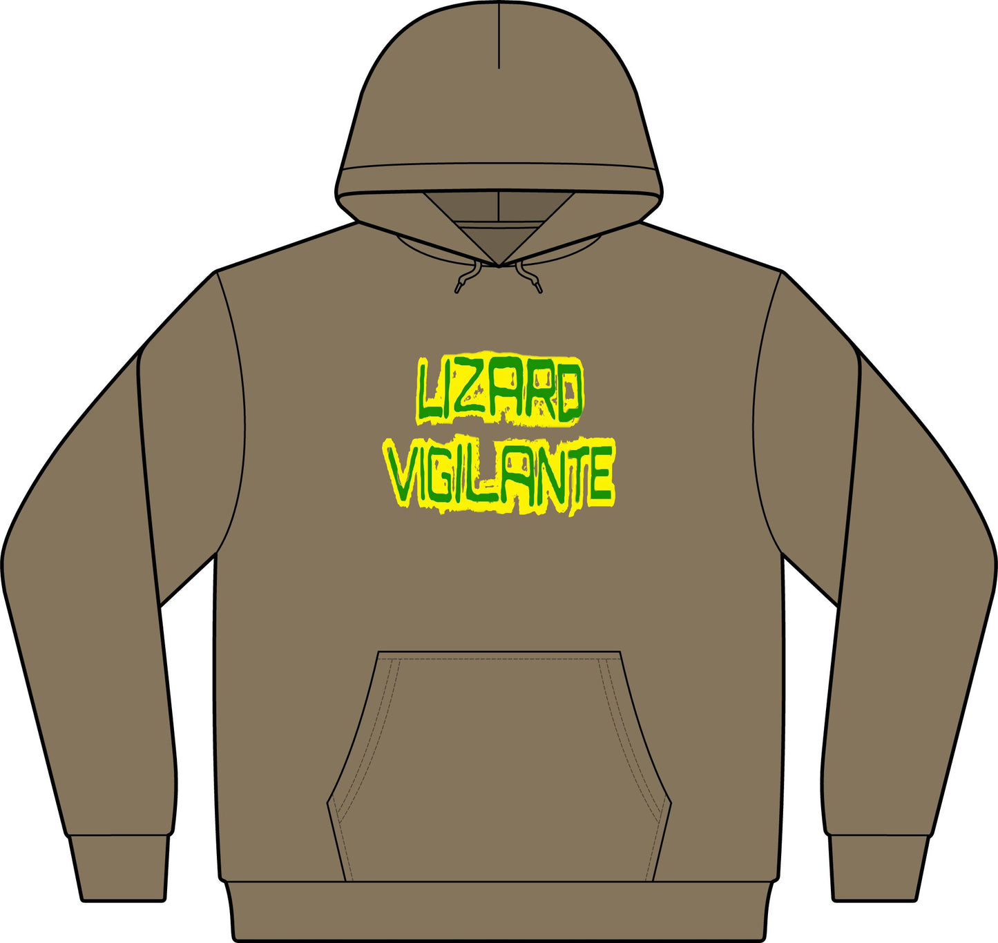 Lizard Vigilante Hoodie — Camo-Inspired Pullover with Neon Graphic