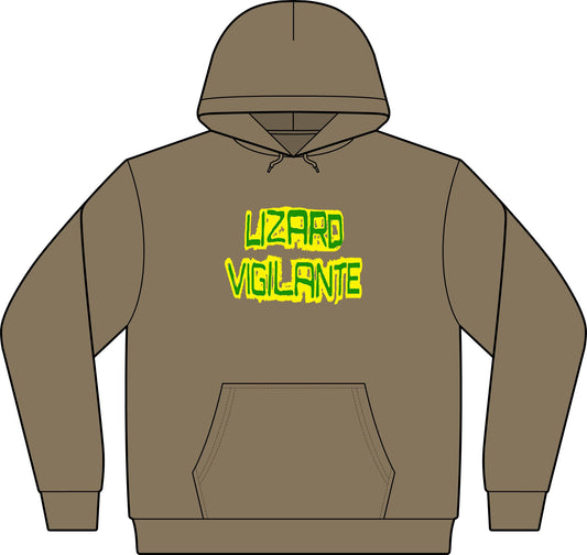 Lizard Vigilante Hoodie — Camo-Inspired Pullover with Neon Graphic