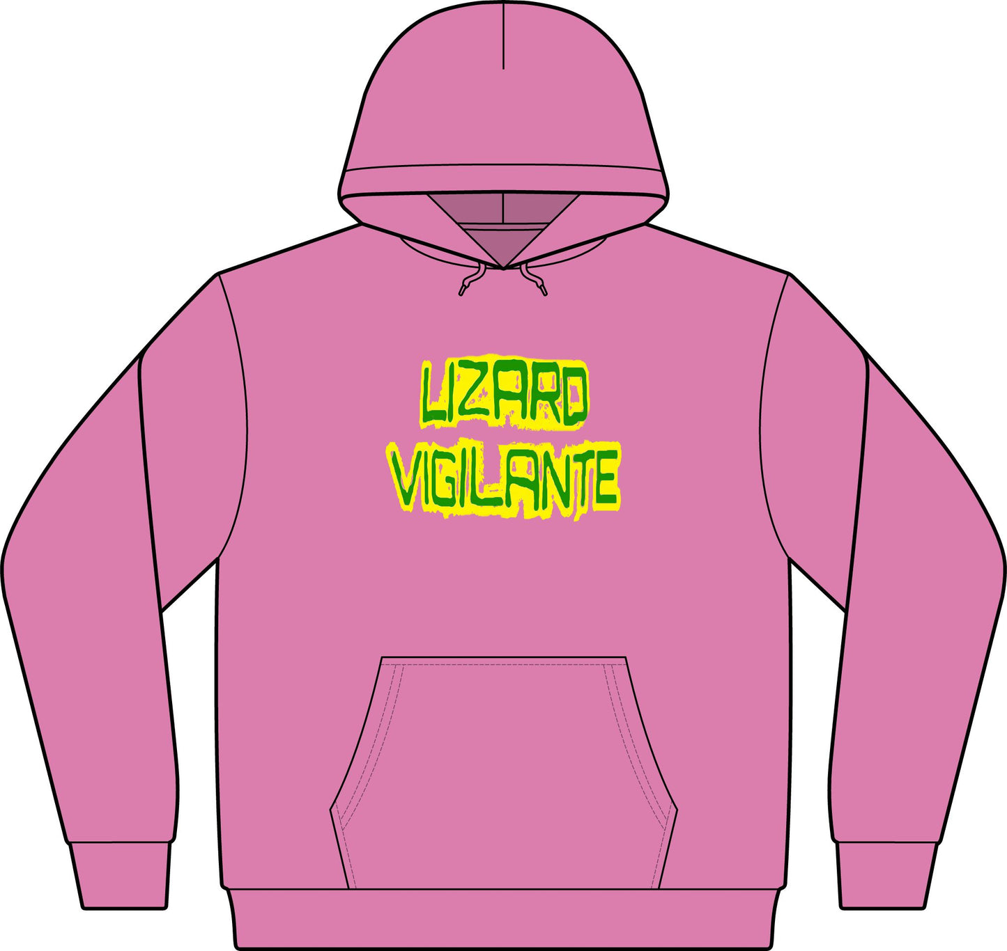 Lizard Vigilante Hoodie — Camo-Inspired Pullover with Neon Graphic